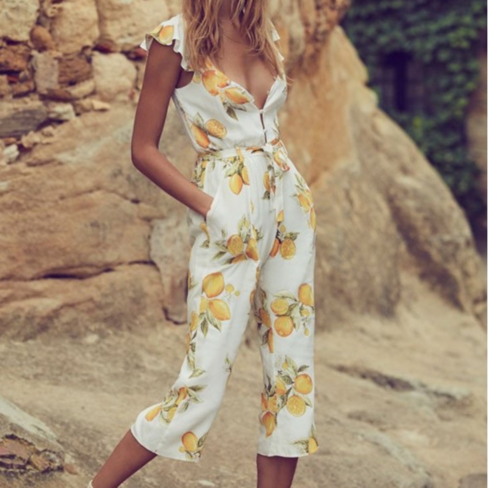 For Love & Lemons Limonada Tie-front Jumpsuit NWT Size M